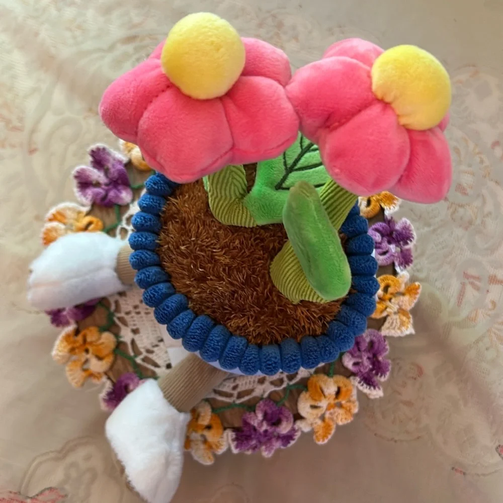 Plush Faux Flower Blossoms Happy Plant Weighted Bottom Ultra Soft Whimsical NEW